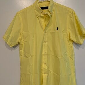 Ralph Lauren Men's Bright Yellow Button Down Shirt, size M, short sleeve